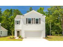 Two-story home with white siding, gray shutters, and a two-car garage at 353 Willows Crescent Way, Moncks Corner, SC 29461