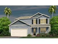 Two-story house with blue siding, white garage door, and landscaping at 373 Willows Crescent Dr, Moncks Corner, SC 29461