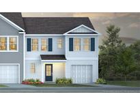 Two-story home with white siding, blue doors and landscaping at 518 Golden Embers Way, Summerville, SC 29486