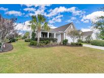 Landscaped front yard with palm trees and curb appeal at 462 Eastern Isle Ave, Summerville, SC 29486