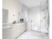 Spa-like bathroom with walk-in shower and double vanity at 540 Helmsman St # 1221, Daniel Island, SC 29492