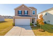 Two-story home with taupe siding, white garage door, and landscaping at 487 Pender Woods Dr, Summerville, SC 29486