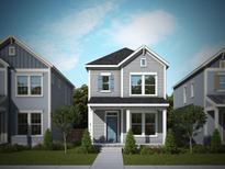 Two-story gray house with blue shutters, front porch, and walkway at 343 Trailmore Ln, Summerville, SC 29486