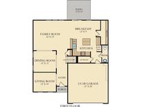 First floor plan showcasing a spacious living area, kitchen, and two-car garage at 252 Pine Crest View Dr, Summerville, SC 29486