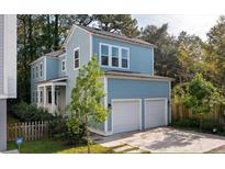 Exterior view of a charming two-story home with light blue siding and white accents at 5748 Pilgrim Ave # D, Hanahan, SC 29410