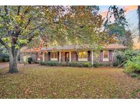 Brick ranch house with a covered porch, mature trees, and a landscaped yard at 7 Andrea Ct, Hanahan, SC 29410