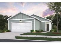 One-story home with light green siding, white garage door, and landscaping at 749 Meadowbrook Ln, Summerville, SC 29486