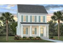 Two-story home with light gray siding, green shutters, and a front porch at 744 Blueway Ave, Summerville, SC 29486