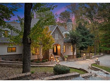 Stone and stucco exterior with a charming front entryway at 2034 Iverson Ln, Waxhaw, NC 28173