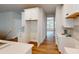 Modern kitchen with white cabinets and an island at 230 Hamrick Rd # 2, Cramerton, NC 28032
