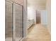Elegant bathroom with a walk-in shower and double vanity at 230 Hamrick Rd # 2, Cramerton, NC 28032