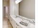 Bathroom with white vanity, large mirror, and tile floor at 230 Hamrick Rd # 2, Cramerton, NC 28032