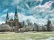 Picturesque church with snow-covered landscape at 2785 Ruby Mill Dr # 39, Gastonia, NC 28056