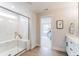 Modern bathroom with a large shower and view into the bedroom at 4062 Red Gate Ave # 4, Harrisburg, NC 28075