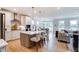 Modern kitchen with island, stainless steel appliances, and hardwood floors at 4062 Red Gate Ave # 4, Harrisburg, NC 28075