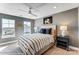 Spacious bedroom with a striped comforter and soccer decor at Lot 22 Devonshire Rd # 22, Denver, NC 28037