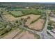 Aerial view showing a house on a large lot with surrounding fields at 112 W Highway 218 Rd, Monroe, NC 28110