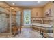 Bathroom with a soaking tub, shower, and tiled floors at 2929 Laura Rd, Shelby, NC 28150