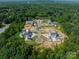 Aerial view of new luxury homes in a wooded area, some with pools at 8022 Litaker Manor Ct, Charlotte, NC 28270