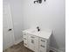 Bathroom with vanity, single sink and wood-look flooring at 9605 Hwy 52 N None # 4, Wadesboro, NC 28170