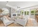 Spacious living room with fireplace and access to balcony at 130 Cherokee Rd # 102, Charlotte, NC 28207