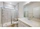 Modern bathroom with marble-tiled shower and vanity at 107 S Dunlavin Way # 63, Mooresville, NC 28115