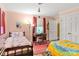 Twin bedroom with hardwood floors and built-in desk at 205 Vauxhall Dr, Shelby, NC 28150