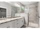 Bathroom with double vanity, granite countertop, and large shower at 121 Arboretum Way, Shelby, NC 28152