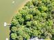 Aerial view showcasing waterfront lot with lush trees and private dock at 1665 Bowater Rd, Rock Hill, SC 29732