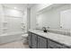 Clean bathroom with shower, tub and granite countertop at 634 Cashion Rd, York, SC 29745