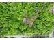 An aerial shot of a home on a wooded lot with a long driveway at 15016 Rocky River Rd, Davidson, NC 28036