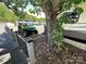 Gravel parking area with Gazebo and green vehicle at 150 Marina Dr, New London, NC 28127