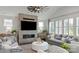 Spacious living room featuring a fireplace and built-in shelving at 3314 Lakeside Dr, Charlotte, NC 28270