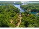 Aerial view of house on waterfront lot with private access at 135 Holt Ln, Mooresville, NC 28117