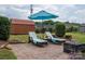 Relaxing backyard patio with lounge chairs, fire pit and umbrella at 634 Carson Rd, Gastonia, NC 28052