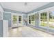 Bright sunroom with multiple windows and tiled floor at 909 Shinnville Rd, Mooresville, NC 28115