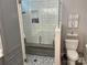 Updated bathroom with a walk-in shower and built-in bench at 115 Anson Dr, China Grove, NC 28023