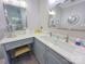Modern bathroom with double vanity, large mirror, and corner sink at 115 Anson Dr, China Grove, NC 28023