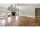 High ceiling great room with hardwood floors and fireplace at 101 Mcalway Rd, Charlotte, NC 28211