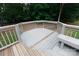 Large deck with gray railings and bench provides ample outdoor space at 3617 Venetian Way, York, SC 29745