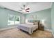 Spacious bedroom with carpeted floor and ceiling fan at 5610 Golden Pond Dr, Indian Trail, NC 28079