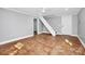 Finished basement with concrete floor and stairs at 508 Northern St, Shelby, NC 28150
