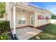 Private patio with red and white striped awnings at 13411 Glencreek Ln, Huntersville, NC 28078