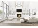 Bright living room with a fireplace, large windows, and vaulted ceilings at 337 Tradition Dr, Mount Gilead, NC 27306