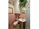 Small bathroom with pedestal sink and toilet at 506 Hearne Farm Rd, Mount Gilead, NC 27306