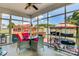 Enjoy this screened porch with a view of the pool and backyard at 1000 Creekside Dr, Lincolnton, NC 28092