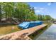 Private boat dock with covered pontoon boat on a tranquil lake at 00 Rivendell Rd # 7, Denver, NC 28037