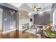 Living room with hardwood floors, fireplace, and coffered ceiling at 640 Davie Ave, Statesville, NC 28677