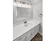 Clean bathroom featuring a white vanity and updated gold fixtures at 138 Bufflehead Dr, Mooresville, NC 28117