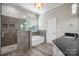 Bathroom with soaking tub, walk-in shower, and granite vanity at 531 Coman Ln, Kings Mountain, NC 28086